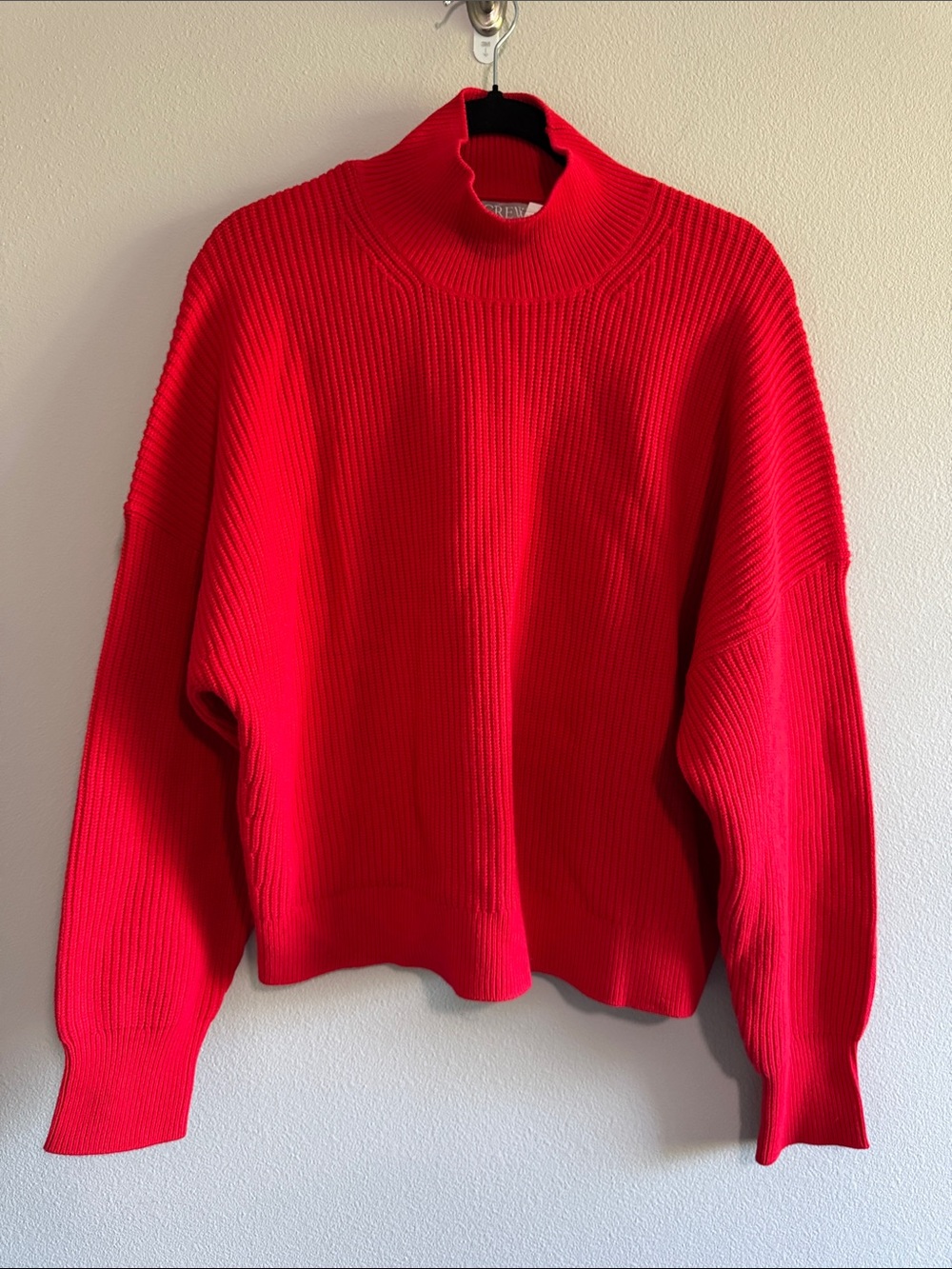 J. Crew Red Ribbed Mock Neck Sweater